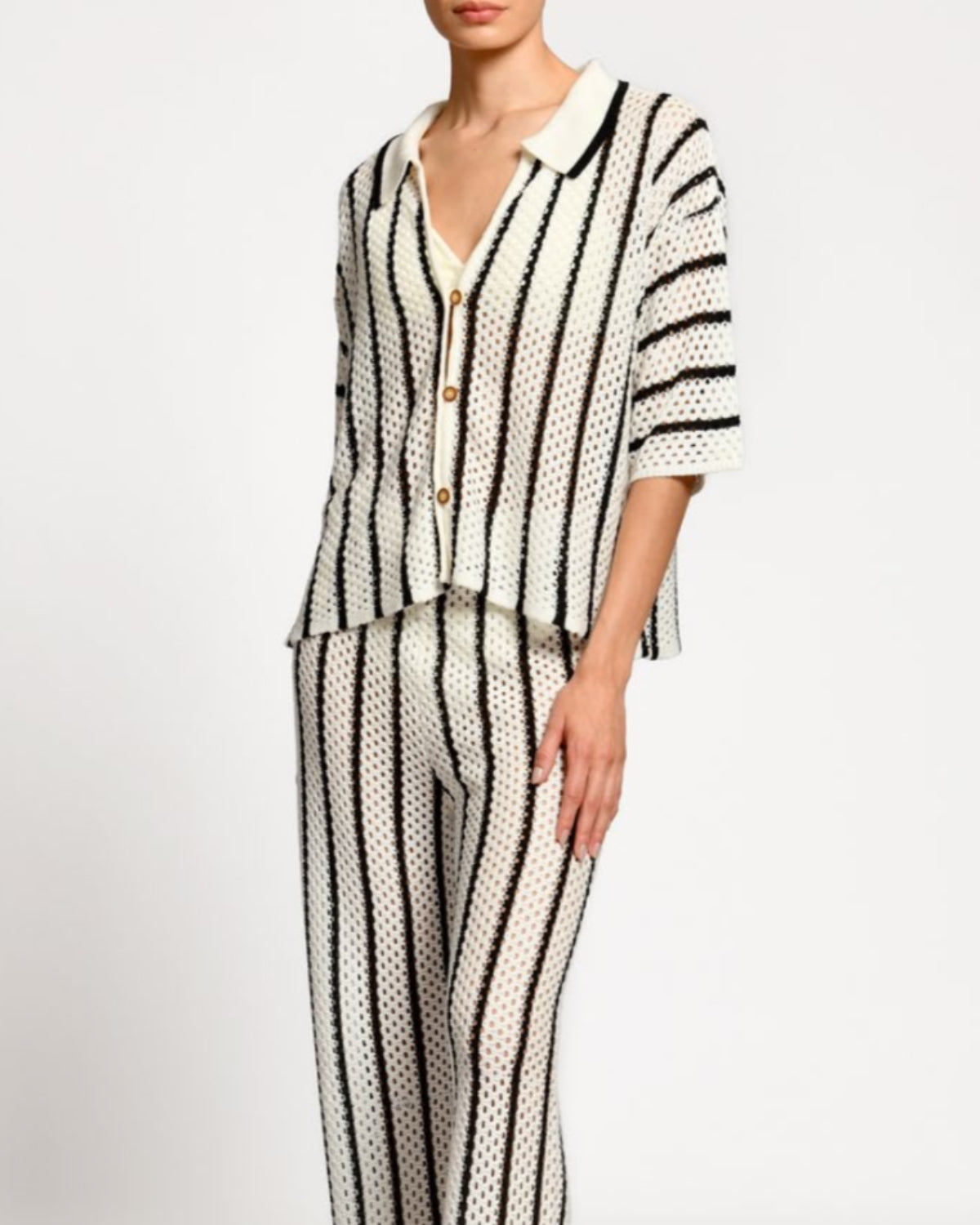 Pantalones Tejidos Siro Black Stripes encantadore
