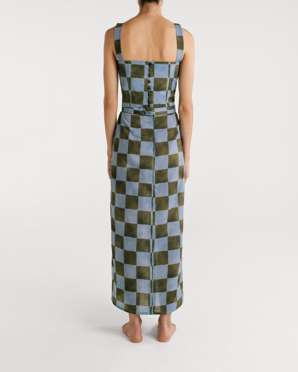 Ceci Blue Checkers Top encantadore