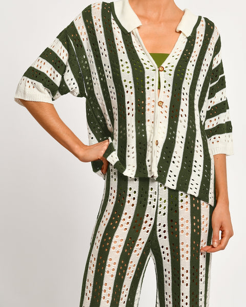 Top Tejido Laurent Green Stripes
