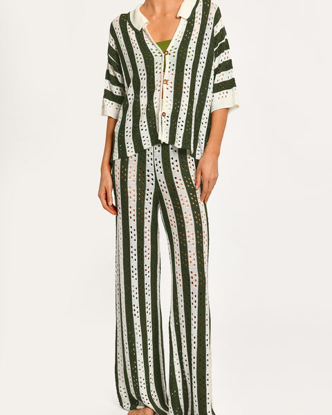 Pantalones Tejidos Siro Green Stripes