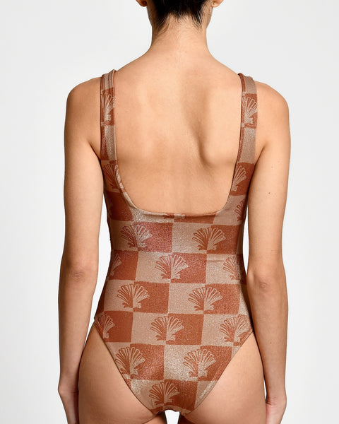 Vestido De Baño Entero Sole Lurex Checkers