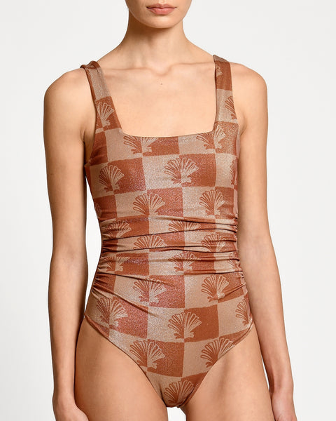 Vestido De Baño Entero Sole Lurex Checkers