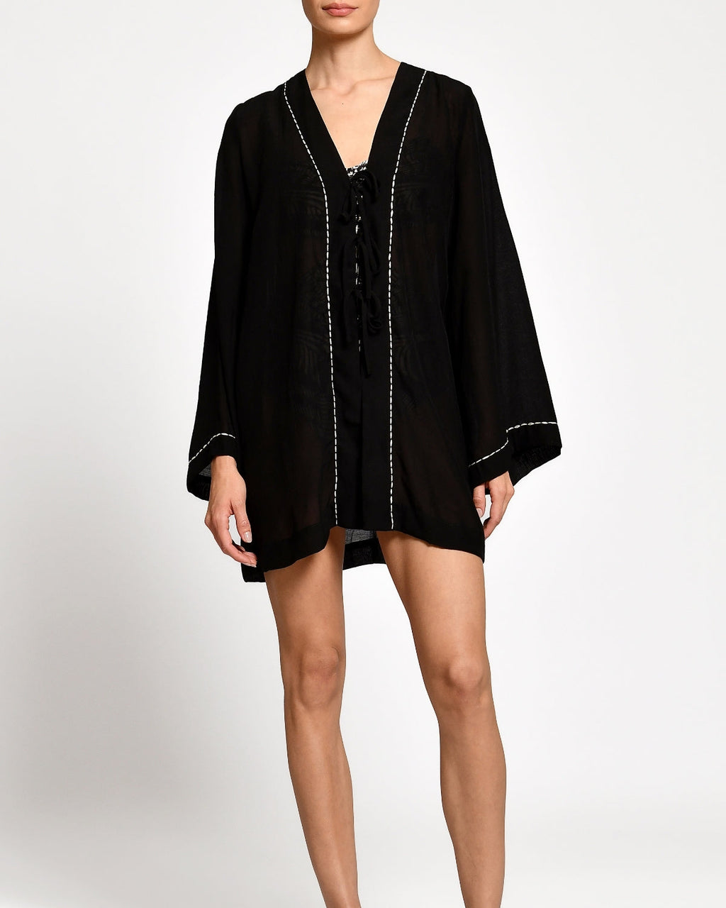 Kimono Giorgia Black Stitched encantadore
