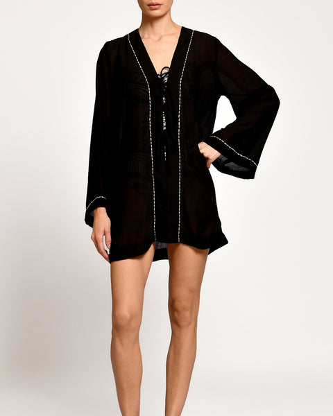 Kimono Giorgia Black Stitched