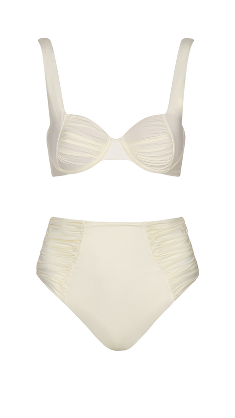 Top De Bikini Pula Ivory & Bottom De Bikini Tali Ivory