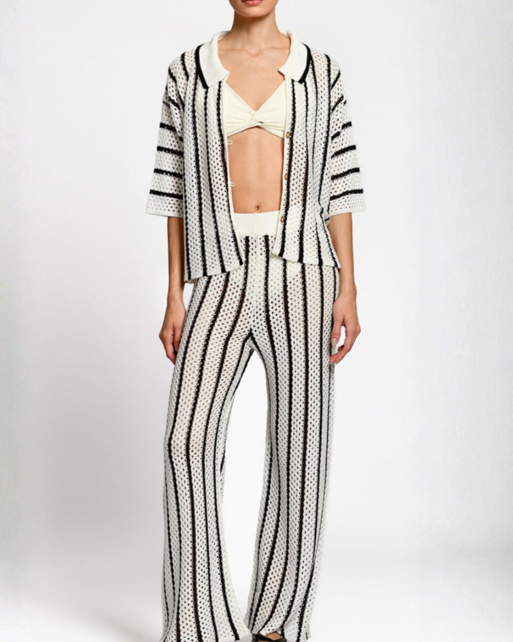 Pantalones Tejidos Siro Black Stripes encantadore
