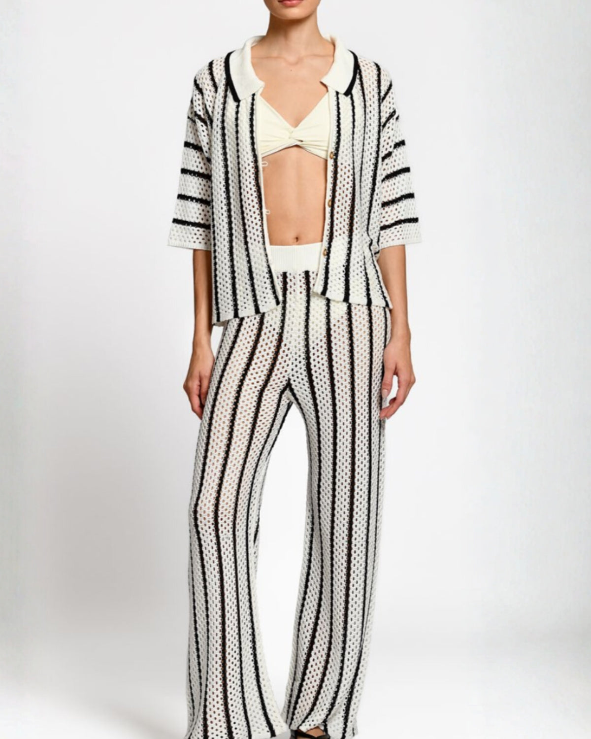Pantalones Tejidos Siro Black Stripes encantadore