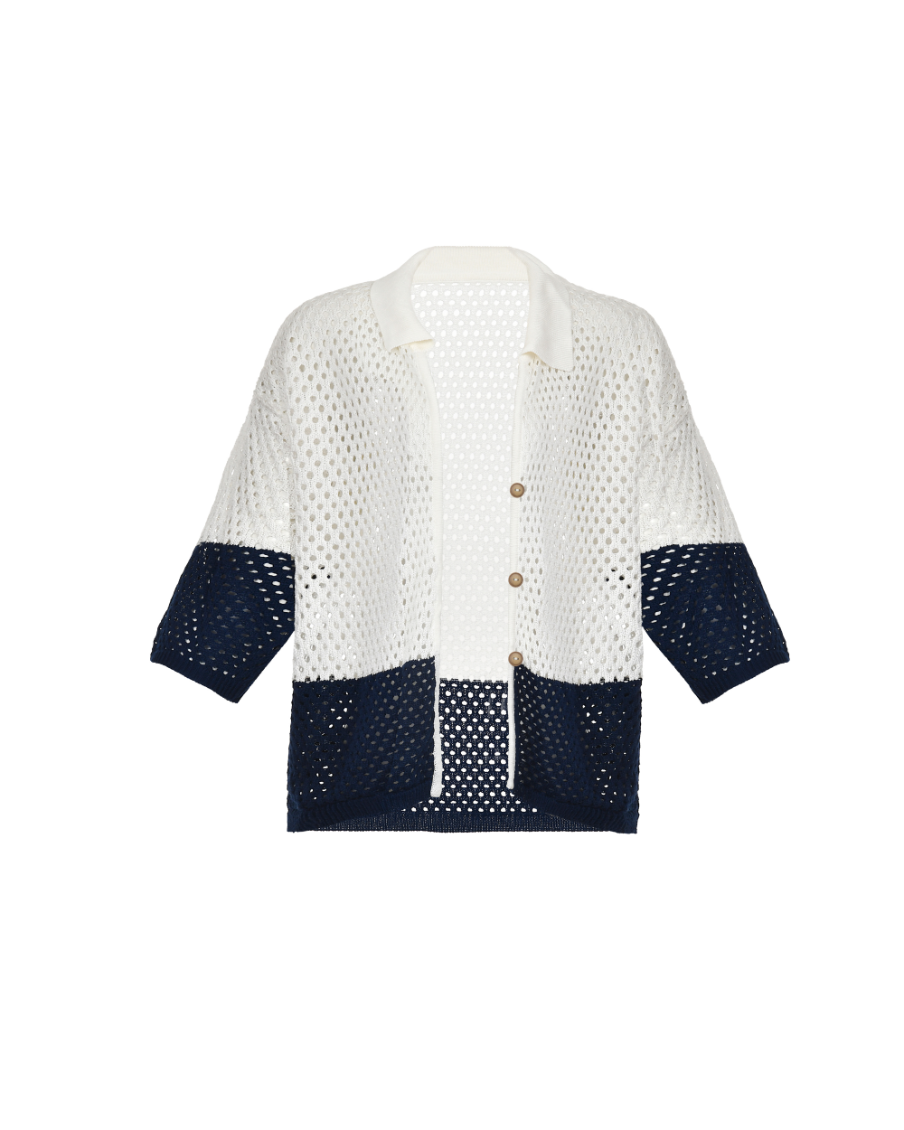 Top Tejido Ale Ivory Navy encantadore