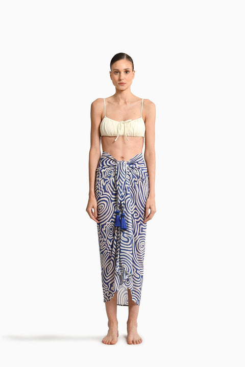 Nori Ivory Top, Gianna Ivory Bottom & Taylor Blue Isola Sarong