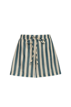 Liana Green Stripes Linen Shorts encantadore
