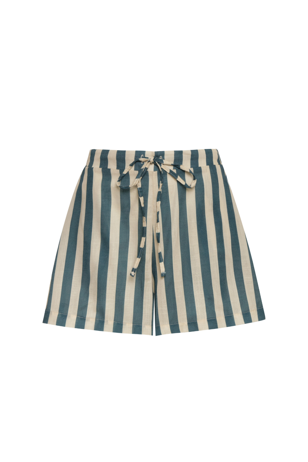 Liana Green Stripes Linen Shorts encantadore