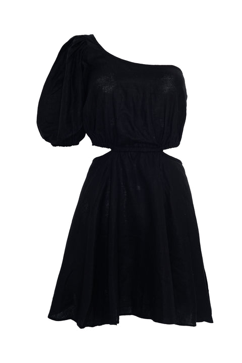 Sabina Black Linen Mini Dress