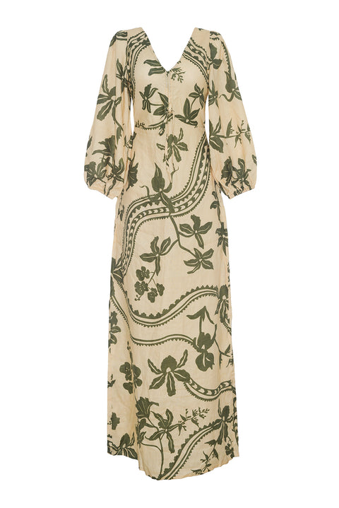 Simone Ivory Emerald Dress